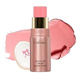 Multi-Use Waterproof Makeup Cream Blush Stick with Brush, 3-in-1 Buildable Blush...