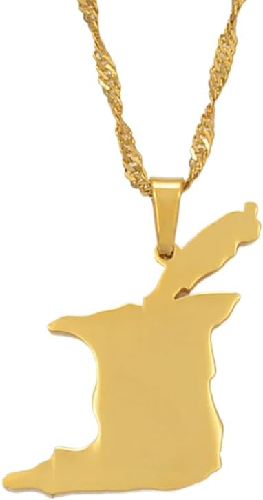 14K Yellow Gold Map Of Trinidad & Tobago Pendant Necklace For Women Men - Ethnic Trinidad Necklace Trinidad And Tobago Map Necklace Country Map Pendant Charm Jewelry Gifts For Women Men