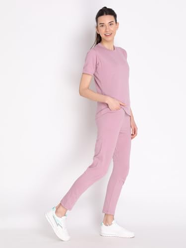 Image of CHKOKKO Casual Co ord Set for Women Stylish Summer Wear Cord Half Sleeves Round Neck Track Suit Coords Travelling Outfit Western Ladies Co ords Pastel Pink XL