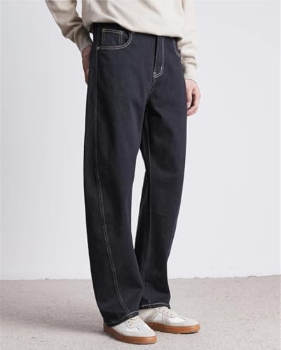 Mens Fashion Retro Denim Jeans Multi Pocket Straight Jeans Loose Casual Mid Waist Trousers4