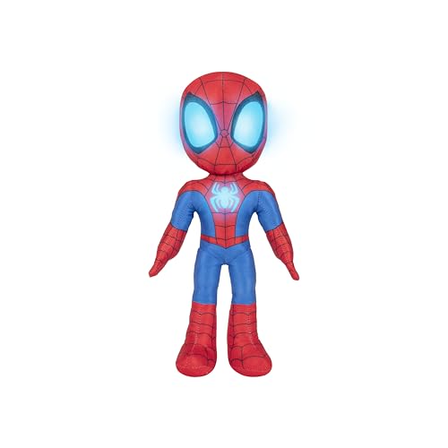 Marvel Spidey and His Amazing Friends Glow Webs Spidey Feature Plush - 14-Inch Interactive Talking Plush with Light Up Eyes and Unique Phrases