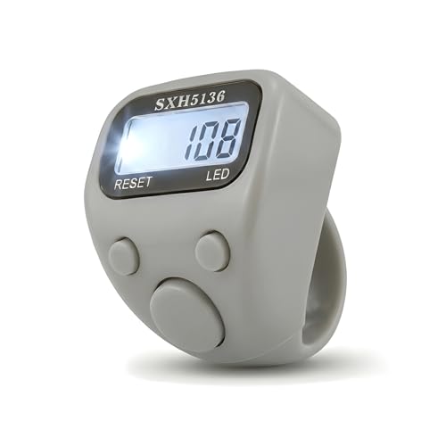Image of Digital Finger Ring Tally Counter, LCD Display with LED, Reset Button (Pack of 1-Multicolour) (Grey)
