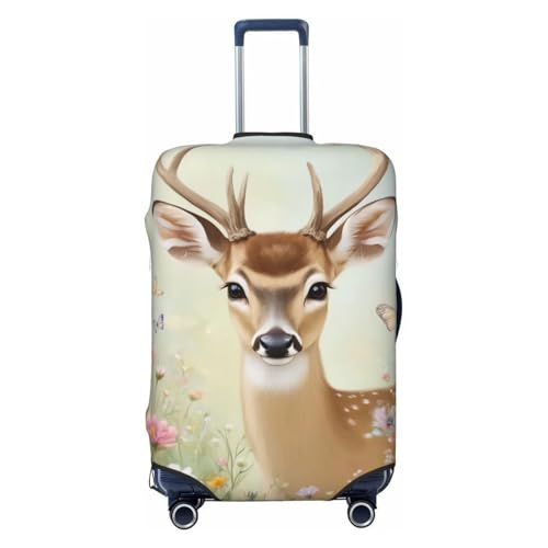 Cute Deer Luggage Cover Elastic Washable Protector Anti-Scratch Travel Suitcase Covers With Concealed Zipper For 18-32 Inch Luggage Large