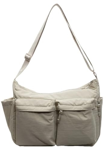 Nylon Large Crossbody Messenger Bag for Women Slouchy Multi-pocket Shoulder Tote Purse Waterproof Crossbody Bag