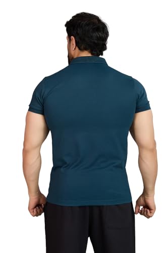 Image of FUAARK Men Slim Fit Pique Aura Polo Tshirt with Short Sleeves & Reflective Chest Logo -