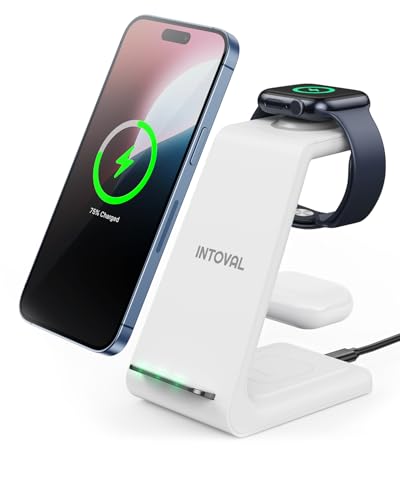 Intoval 3 in 1 Wireless Charging Station for iPhone and Apple Watch,Fast Wireless Charger...