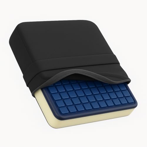 Image of Gel Seat Cushion with Silicon Gel & High-Density PU Foam - Orthopedic Pressure Relief Seat Pad for Hip, Back & Sciatica Pain | Ergonomic Chair Cushion for Office, Car & Home | Washable Cover