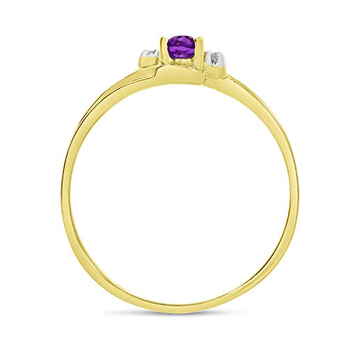 10K Yellow Gold Oval Amethyst And Diamond Ring (Size 4.5) #TOP4
