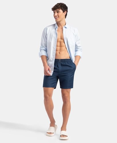Image of Jockey HG18 Men's Tencel Lyocell Cotton Checkered Boxer Shorts with Side Pockets Poseidon XL
