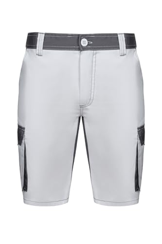 Velilla   103021B; Bermuda bicolor multibolsillos; color blanco y gris; talla 48