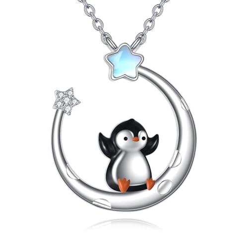 Yafeini Collar De Pingüinos De Plata De Ley Con Piedra Lunar, Estrella, Pingüinos, Colgante De Joyería De Animales, Regalos Para Mujeres, Niñas E Hija, Plata Esterlina Yafeini Collar De Pingüinos De Plata De Ley Con Piedra Lunar, Estrella, Pingüinos, Colgante De Joyería De Animales, Regalos Para Mujeres, Niñas E Hija, Plata Esterlina