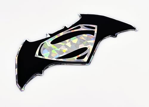Image of Elektroplate Batman v Superman Reflective Car Decal Red Oversized 8.5 inch | Officially Licensed DC Comics - Weatherproof Automotive Grade Domed Sticker for Water Bottle, Laptop & More - Made in the USA