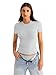 EasyGala Womens Cotton Crew Neck Short Sleeve Shirts Summer Top Fashion Y2k Crop Tops Round Neck Basic Slim Fit Going Out Tee Stretchy Trendy Tight Fitted Tops Light Heather Grey S