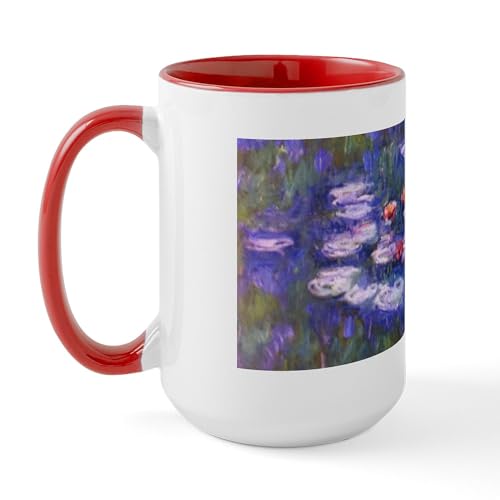 Taza de cerámica cafepress 15 oz Monet Blue Waterlilies miniatura 2
