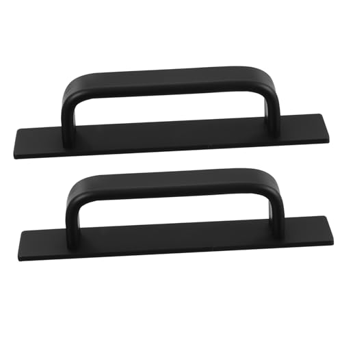 WOONEKY 2個 アルミ合製自己粘着式ドア取手 ブラック 防錆加工 滑らか表面 引き戸開閉補助 簡単取り付け対応キャビネット 浴室 窓用プルハン