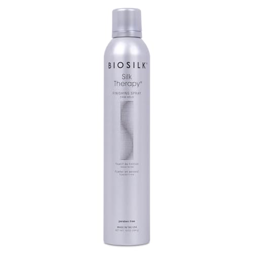BioSilk Silk Therapy Finishing Spray Firm Hold, Strong-Hold Hairspray for Long-Lasting Styles, Adds Brilliant Shine & Keeps Hair Touchable, Sulfate-Free, Paraben-Free, Cruelty-Free, 10 Oz