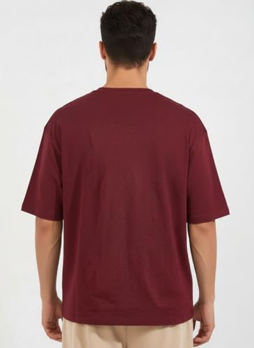 Image of FYLTR Men's Relaxed Fit Oversized T-Shirt | Cotton Blend | Round Neck and Half Sleeves Casual T-Shirt | Comfortable Summer Wear