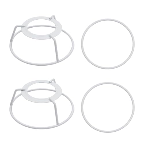 Image of KUMGROT 3.94 Inch Lamp Shades, Creative Harp Shade, Metal Iron Lamp for Bedroom And Living Room Lamps, 2 Set White Shade Frame