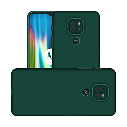 Image of Case Creation Liquid TPU Silicone Cover for Moto G9 Soft Case,Anti-Dirty Slim Case Frosted Matte Cute Candy TPU Raised Bezel (Splash of Color) Back Case Cover for Motorola Moto G9 -Lake Green