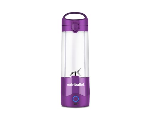 nutribullet Batidora portátil en color morado, potente hoja extractora, taza de 475 ml, tapa para...