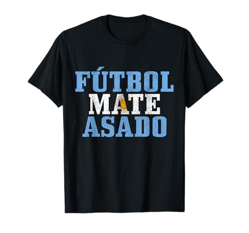 Futbol Mate Asado Argentina Bandera Argentina Orgullo Vintage Camiseta