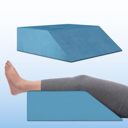 Image of Frido Leg Elevation Wedge Pillow for Edema, Varicose Veins, Fracture | High Resilience Foam Cushion for Leg, Knee & Thigh Support | Back Pain & Swelling Relief | Lightweight (Teal Blue)