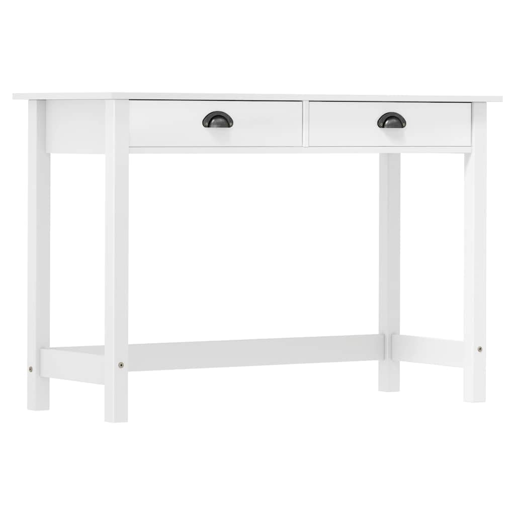 SXZenSpace White Console Table Hill 110 x 45 74 cm Solid Pine Wood with 2 Drawers Modern Slim Hallway Side for Living Room Corridor and Bedroom