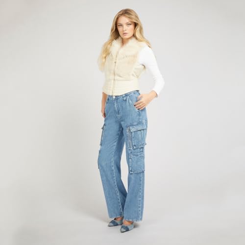 GUESS Women's Short Sleeve Jodie Faux Fur Vest3