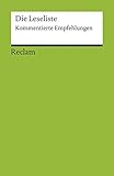  Die Leseliste. Kommentierte Empfehlungen: Reclams Universal-Bibliothek