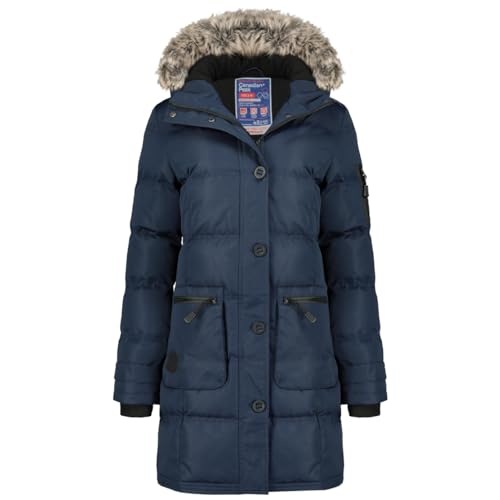 Canadian Peak Axelus Lady   Chaqueta Mujer Cálida Esqui   Abrigo Para Mujeres Con Capucha Sintética   Parka Elegante A Prueba De Viento   Otono Invierno Primavera (Marino XL)