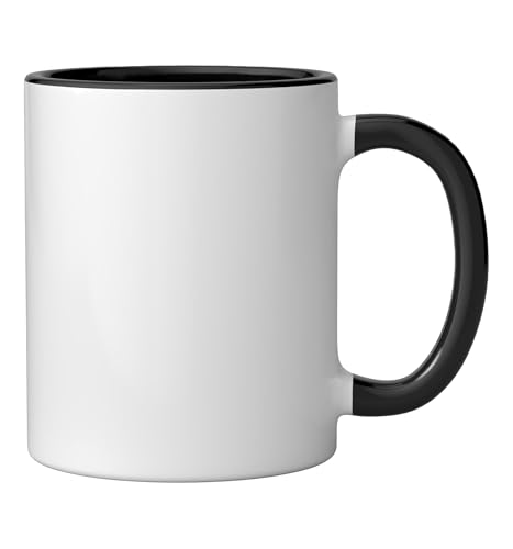 Taza de cerámica negra y blanca de 11 onzas miniatura 2