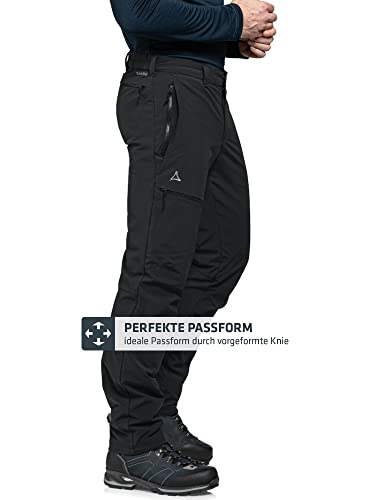 Schöffel Herren Pants Koper1 Warm M, gefütterte Wanderhose mit 4 Wege-Stretch, robuste Thermohose mit vorgeformten Knien, schnelltrocknend und geruchshemmend, black, 52