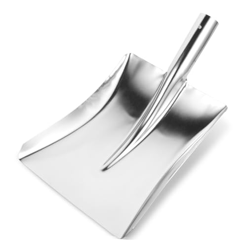 Gatuida Pala De Nieve Metálica De Acero Inoxidable Cuadrada para Limpieza Hogar y Exteriores, Ligera Mango, Adecuado para Empujar Nieve y Recoger Polvo