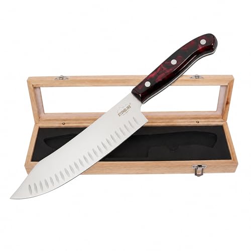 STONELINE Chefmesser Kochmesser extrem scharfe 33 cm Klinge aus rostfreiem Edelstahl, gebogene Klinge, Profi Küchenmesser geschmiedet mit ergonomischem Griff