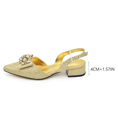 Womens Gold Italian Rhinestone Party Set Luxury Wedding Shoes and Matching Evening Bag Bridal High Heels4