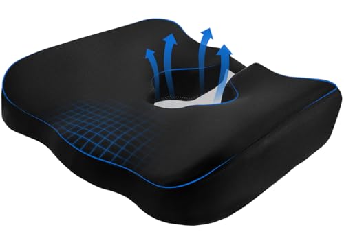 Adjustable Wheelchair Cushions for Tailbone Pain Relief Cushion, Pressure Relief Wheelchair Cushion, Donut Pillow for Hemorrhoids, Bedsores, Prostate, Tail Vertebrae，Sedentary Wheelchair (Black)