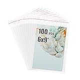 Egofine Self Sealing Cellophane Bags 100 PCS Clear Resealable Sleeves Bags Photo Mats (Bag Size: 6x9 inches)