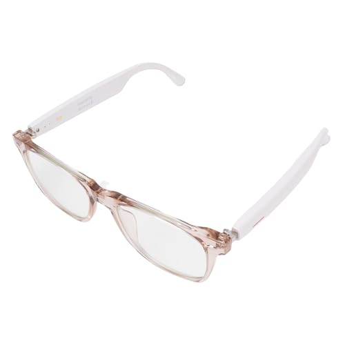 Yoidesu Smart Glasses with AI Translation 5.4 144 Languages IP65 Water Proof Blue Light Blocking Touch Control Magnetic Charging for Driving Travel Business (Pink and White Frame)