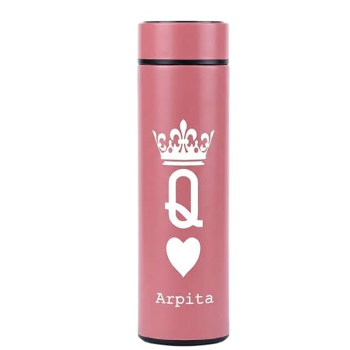 Image of fnp LED Temperature Custom Name Bottle | Personalised Water Bottle with Smart Temperature Display | Suitable for Office, School, Travel, Gifting & Daily Use (Queen Pink)