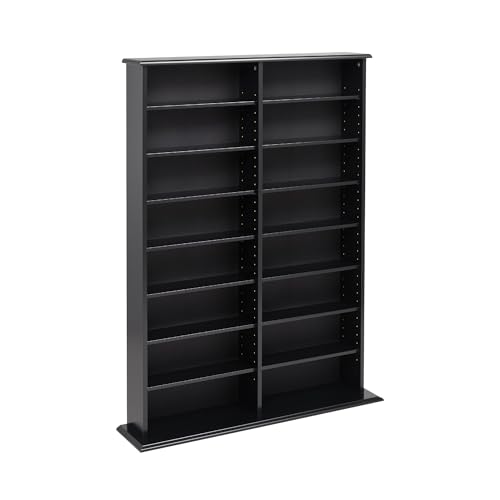 Image of Prepac 2 Column Display Cabinet Media Storage, Double Width Wall, Black