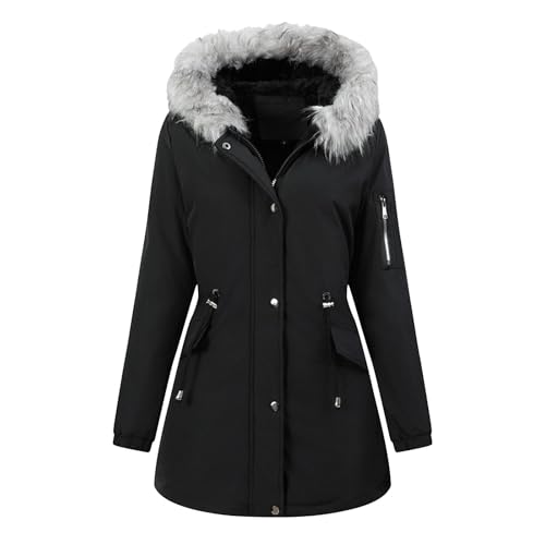 Womens Parkas Hoodies Coats for Women Long Sleeve Slim Tunic Thermal Fuzzy Hooded Fall Winter Parkas 2025