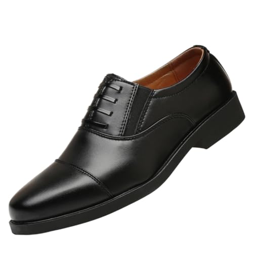Oxford Shoes for Men Men's Round Toe Leather Shoes Transparent Black Lace-Up Dress Shoes for Spring and Autumn3