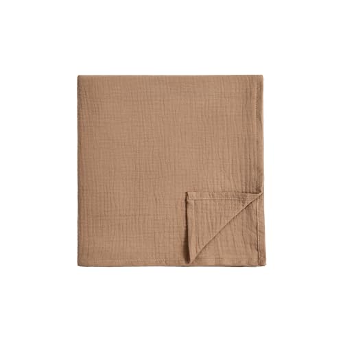 Image of Meracorallo Muslin Swaddle Blanket, 100% Cotton Receiving Blanket, Tan | Soft Breathable Swaddle Wrap for Baby Boys and Girls