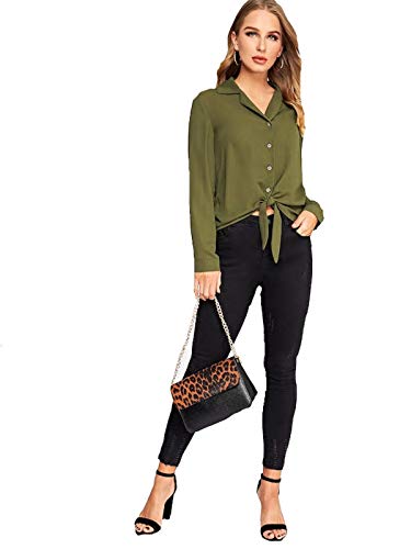 Image of MIZAGO Women's Top (Olive-Knot-Shirt Olive Green Small)