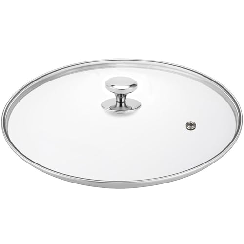 Tempered Glass Lid for Pots and Pans, 15 Inches Replacement Cover for Commercial Cookware, 38 cm Stainless Steel Rim and Knob, Dishwasher Safe and Oven Safe up to 400 °F