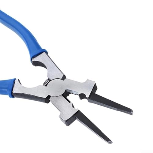 Alicates de soldadura multiusos de 8 pulgadas con mango aislado para antorchas de soldadura MIG, diseño de boca plana para raspar, cortar y mantenimiento de boquillas, color azul