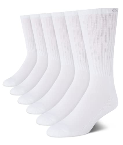 Calvin Klein Men's 6 Pair Bonus Crew, White, 7-12