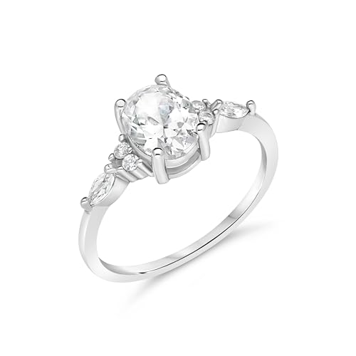 Elegant Cubic Zirconia Promise Rings for Her, Sterling Silver Wedding Band for Women, Unique Women's Birthday, Engagement and Anniversary Bands, Dainty Non Tarnish Bridal Ring Sets