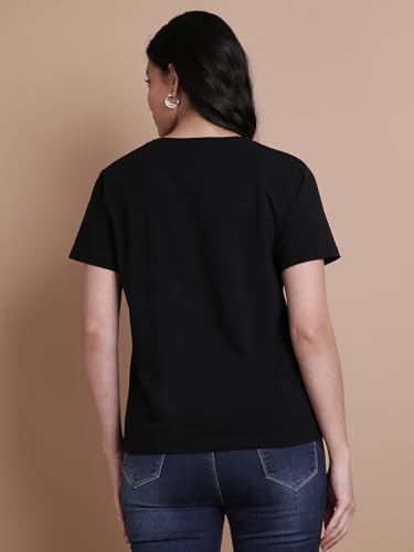 Image of TWIN BIRDS Women Cotton Elastane T-Shirt | Round Neck Casual Everyday Top
