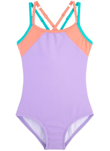 Image of Belovance Girls Swimsuit One Piece Swimwear Adjustable Straps Back Cutout Athletic Sport Kids Tween Bathing Suit 5-14 Years